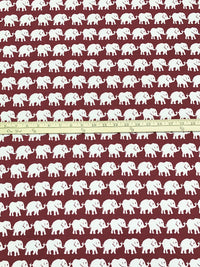 Burgundy/White Polyester/Lycra Horizontal Elephant Print Slubbed ITY Knit 58W