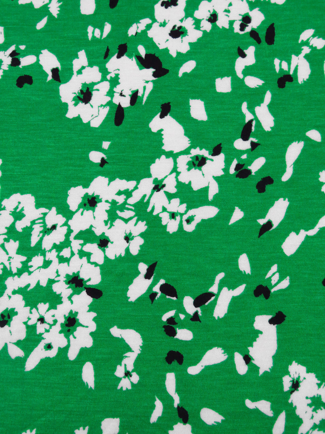 Irish Green/Black/White Rayon/Lycra Abstract Floral Print Jersey Knit 64W