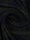 Midnight Navy/Black/Dark Forest Green 100% Cotton Plaid Weave Yarn-Dyed Flannel Shirting - NY Designer - 54W
