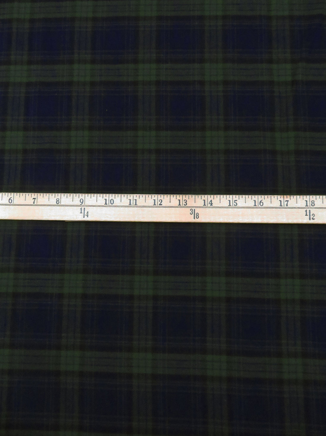 Midnight Navy/Black/Dark Forest Green 100% Cotton Plaid Weave Yarn-Dyed Flannel Shirting - NY Designer - 54W