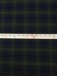 Midnight Navy/Black/Dark Forest Green 100% Cotton Plaid Weave Yarn-Dyed Flannel Shirting - NY Designer - 54W