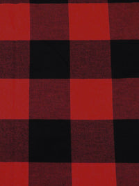 Black/Firebrick 100% Cotton Plaid Weave Yarn-Dyed Flannel Shirting - NY Designer - 58W