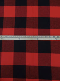Black/Firebrick 100% Cotton Plaid Weave Yarn-Dyed Flannel Shirting - NY Designer - 58W