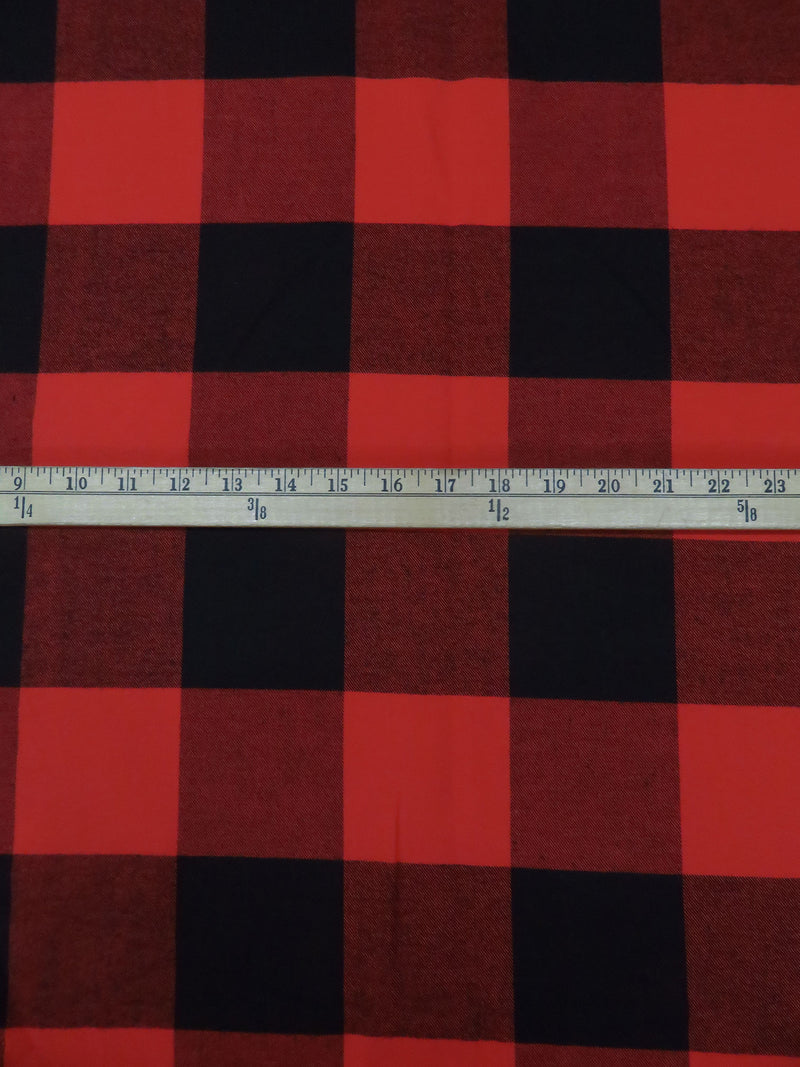 Black/Firebrick 100% Cotton Plaid Weave Yarn-Dyed Flannel Shirting - NY Designer - 58W
