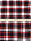 Black/White/Burnt Orange/Ruby Red 100% Cotton Plaid Weave Yarn-Dyed Flannel Shirting - NY Designer - 56W