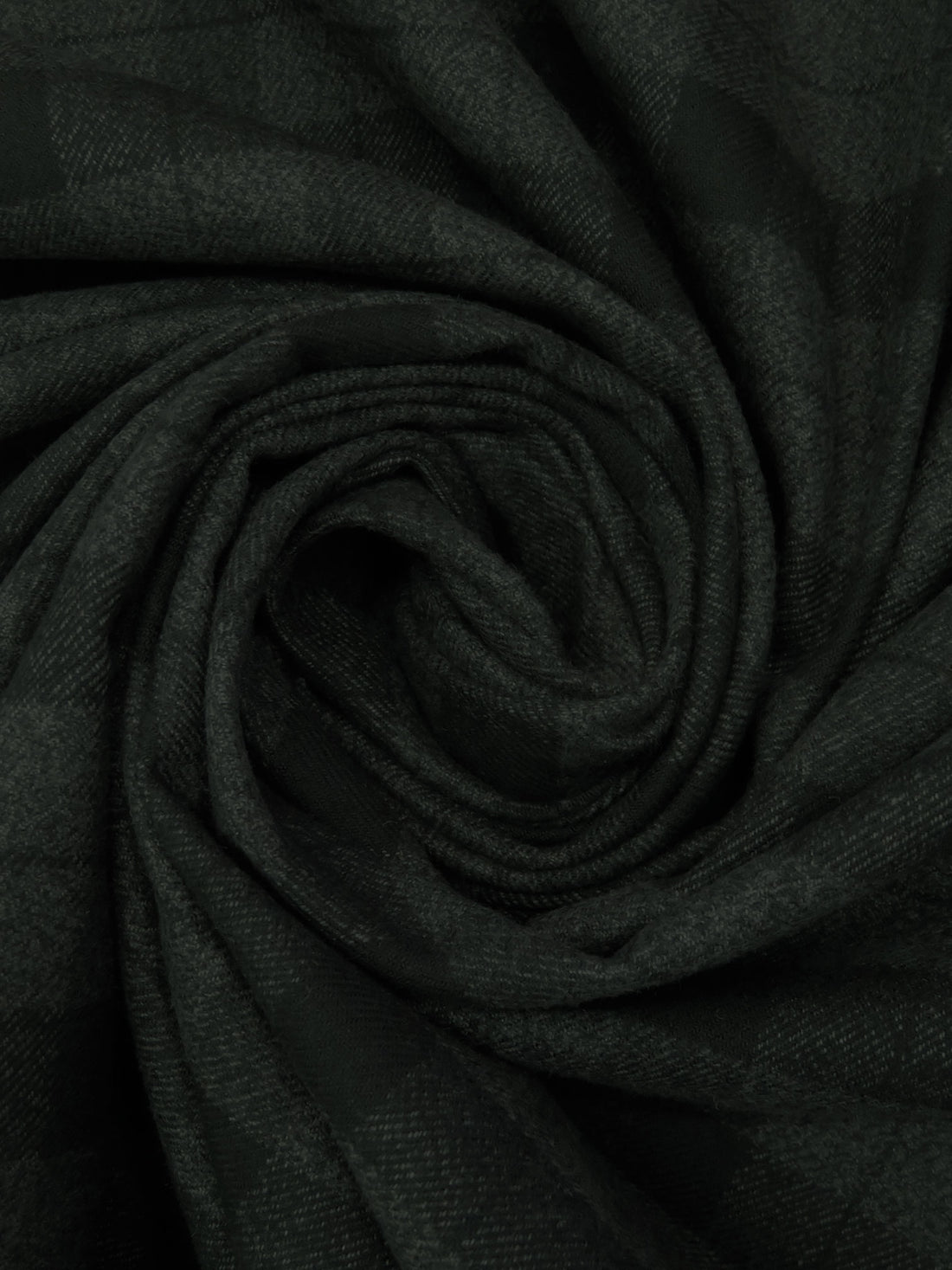 Black/Charcoal 100% Cotton Plaid Weave Yarn-Dyed Flannel Jacket Weight Shirting - NY Designer - 56W