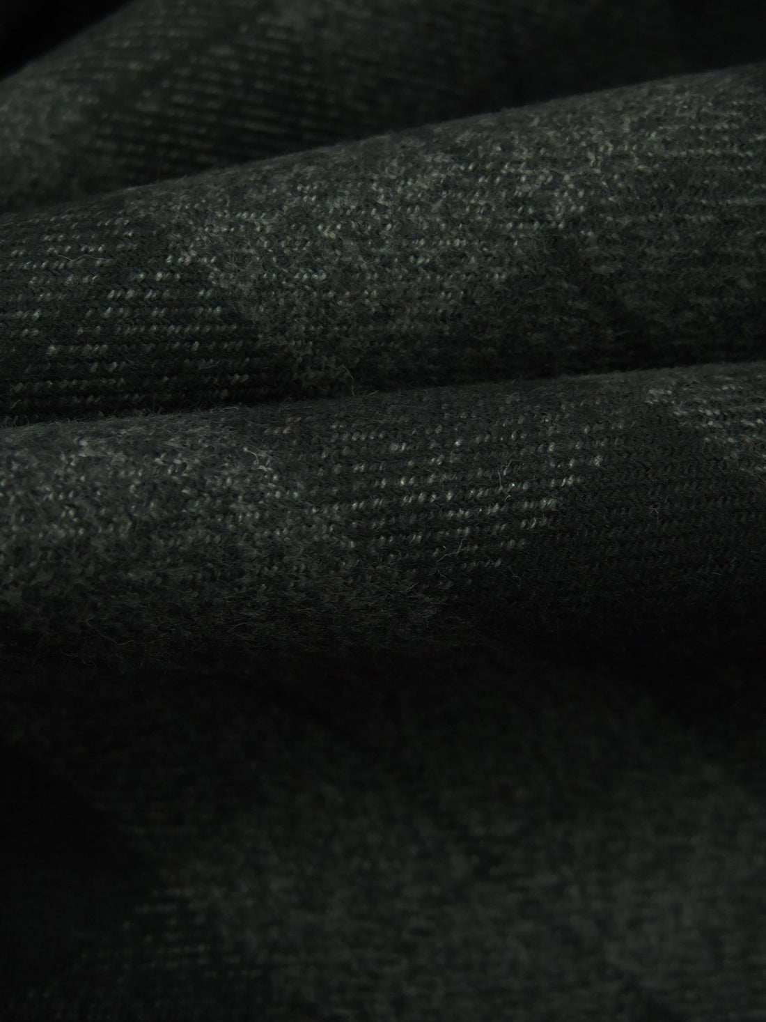Black/Charcoal 100% Cotton Plaid Weave Yarn-Dyed Flannel Jacket Weight Shirting - NY Designer - 56W