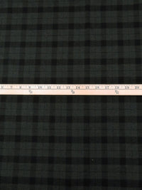 Black/Charcoal 100% Cotton Plaid Weave Yarn-Dyed Flannel Jacket Weight Shirting - NY Designer - 56W
