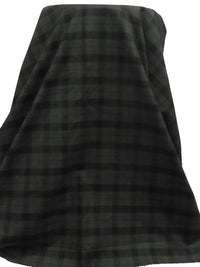 Black/Charcoal 100% Cotton Plaid Weave Yarn-Dyed Flannel Jacket Weight Shirting - NY Designer - 56W
