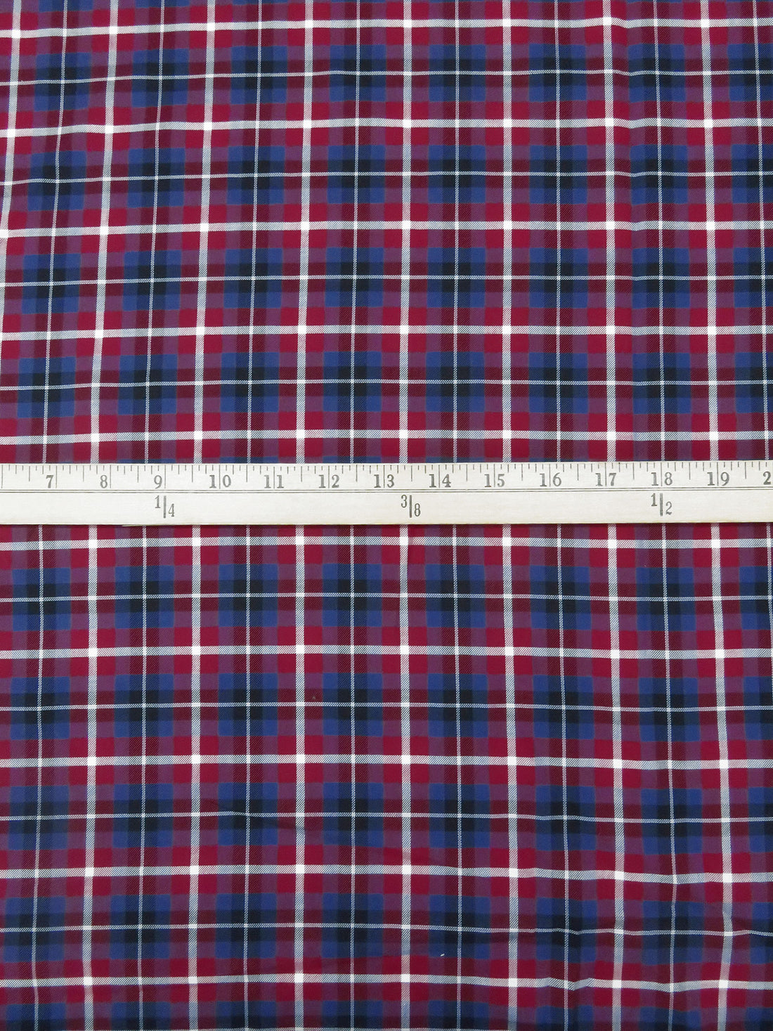 Claret/Black/Independence/White 100% Cotton Plaid Weave Yarn-Dyed Shirting - NY Designer - 58W