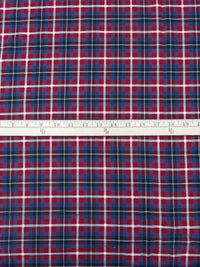 Claret/Black/Independence/White 100% Cotton Plaid Weave Yarn-Dyed Shirting - NY Designer - 58W