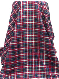 Claret/Black/Independence/White 100% Cotton Plaid Weave Yarn-Dyed Shirting - NY Designer - 58W