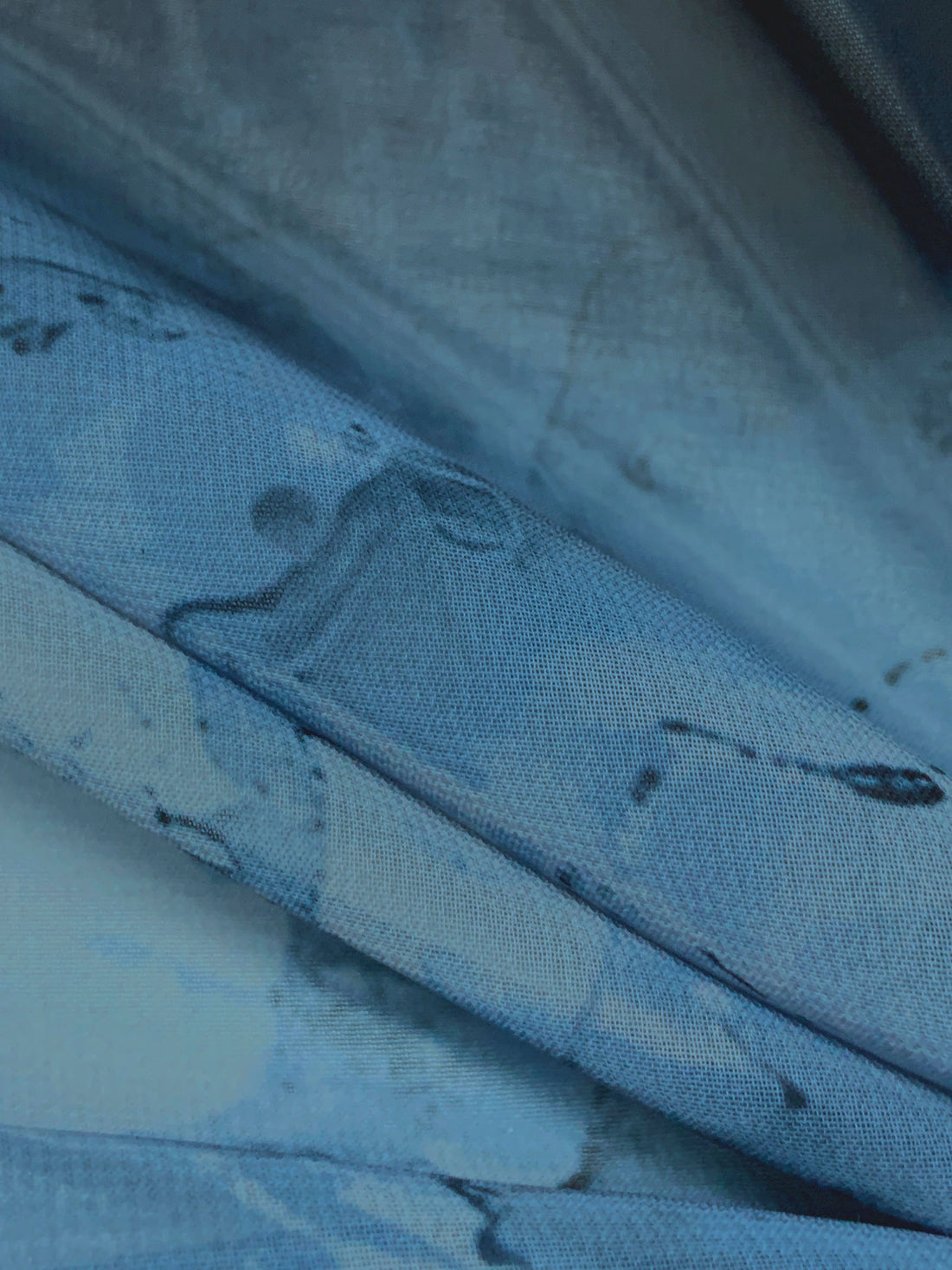 Steel Blue/Deep Blue Dusk/Multi 100% Polyester Marble-Look Print Chiffon 57W