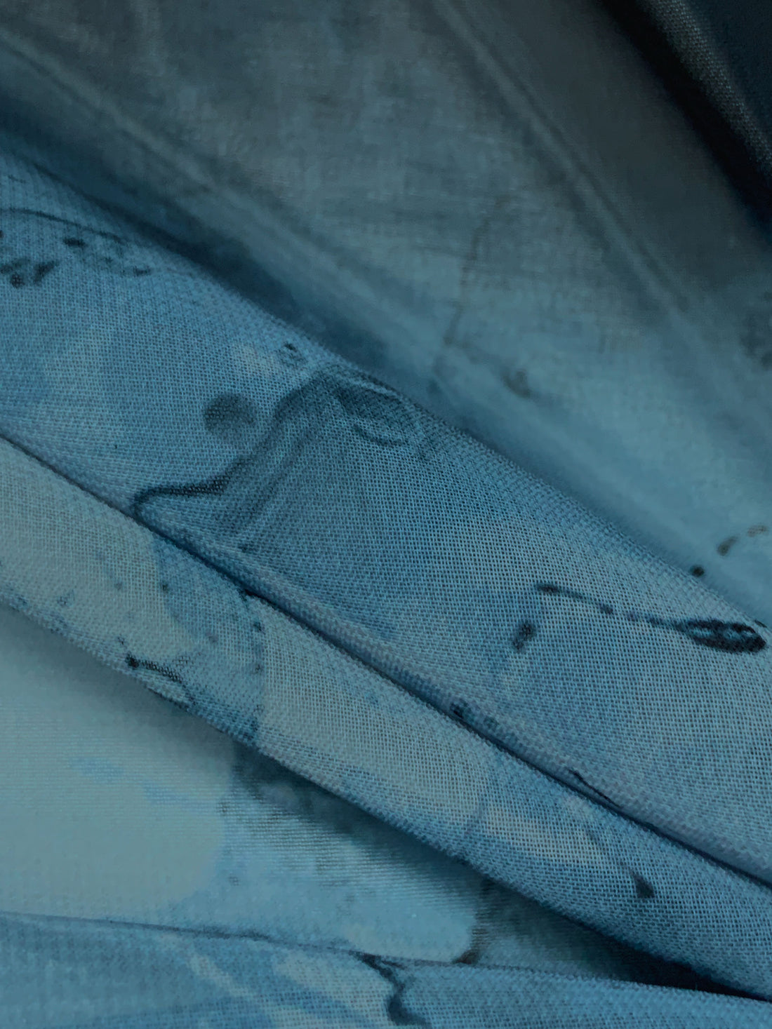 Teal Blue/Deep Blue Dusk/Multi 100% Polyester Marble-Look Print Chiffon 57W