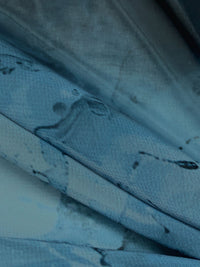 Teal Blue/Deep Blue Dusk/Multi 100% Polyester Marble-Look Print Chiffon 57W