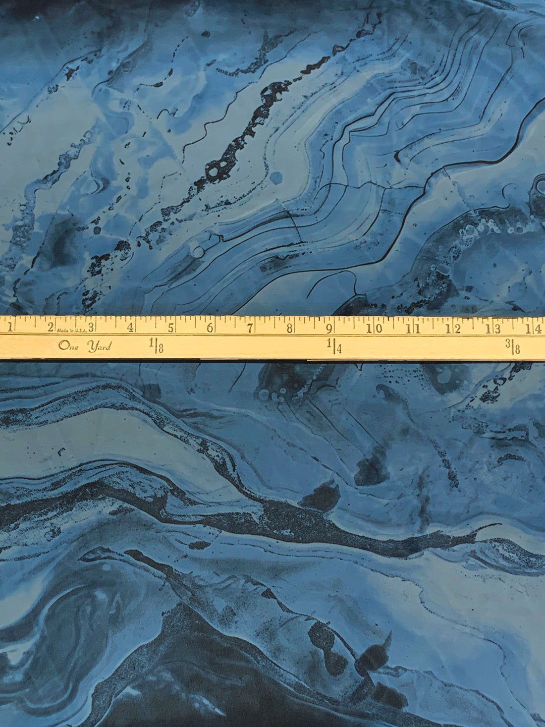Steel Blue/Deep Blue Dusk/Multi 100% Polyester Marble-Look Print Chiffon 57W