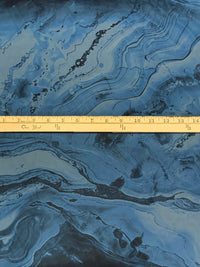 Steel Blue/Deep Blue Dusk/Multi 100% Polyester Marble-Look Print Chiffon 57W