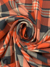 Flame/Muted Navy/Ivory/Multi 100% Cotton Plaid Weave Yarn-Dyed Shirting - NY Designer - 58W