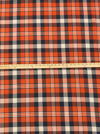 Flame/Muted Navy/Ivory/Multi 100% Cotton Plaid Weave Yarn-Dyed Shirting - NY Designer - 58W