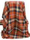 Flame/Muted Navy/Ivory/Multi 100% Cotton Plaid Weave Yarn-Dyed Shirting - NY Designer - 58W