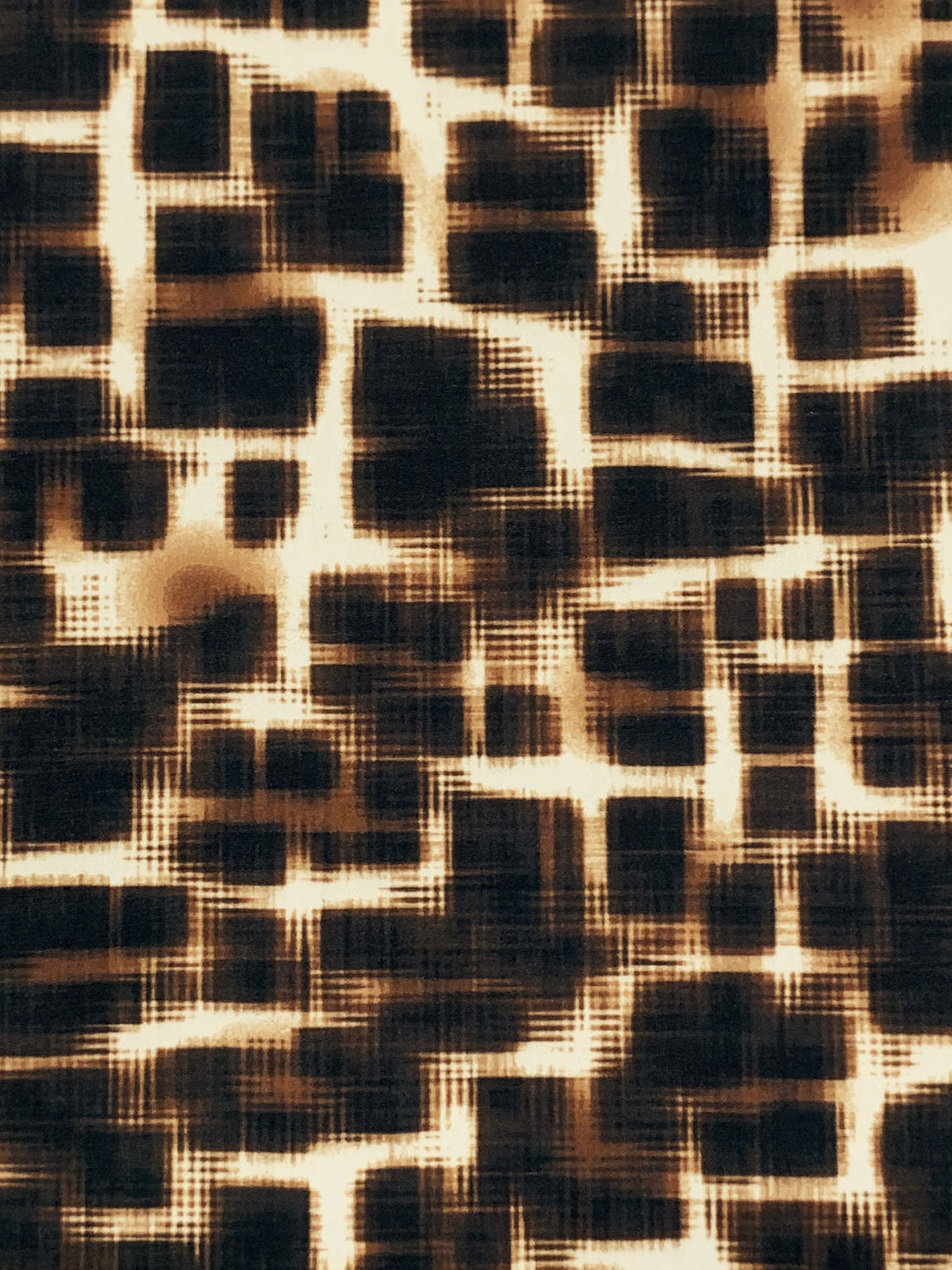 Black/Cream/Brown Polyester/Lycra Abstract Grid Print ITY Knit 58W