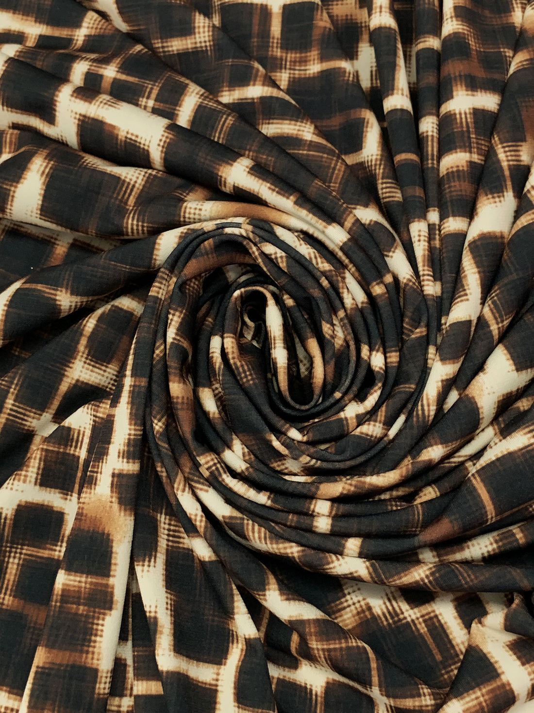 Black/Cream/Brown Polyester/Lycra Abstract Grid Print ITY Knit 58W