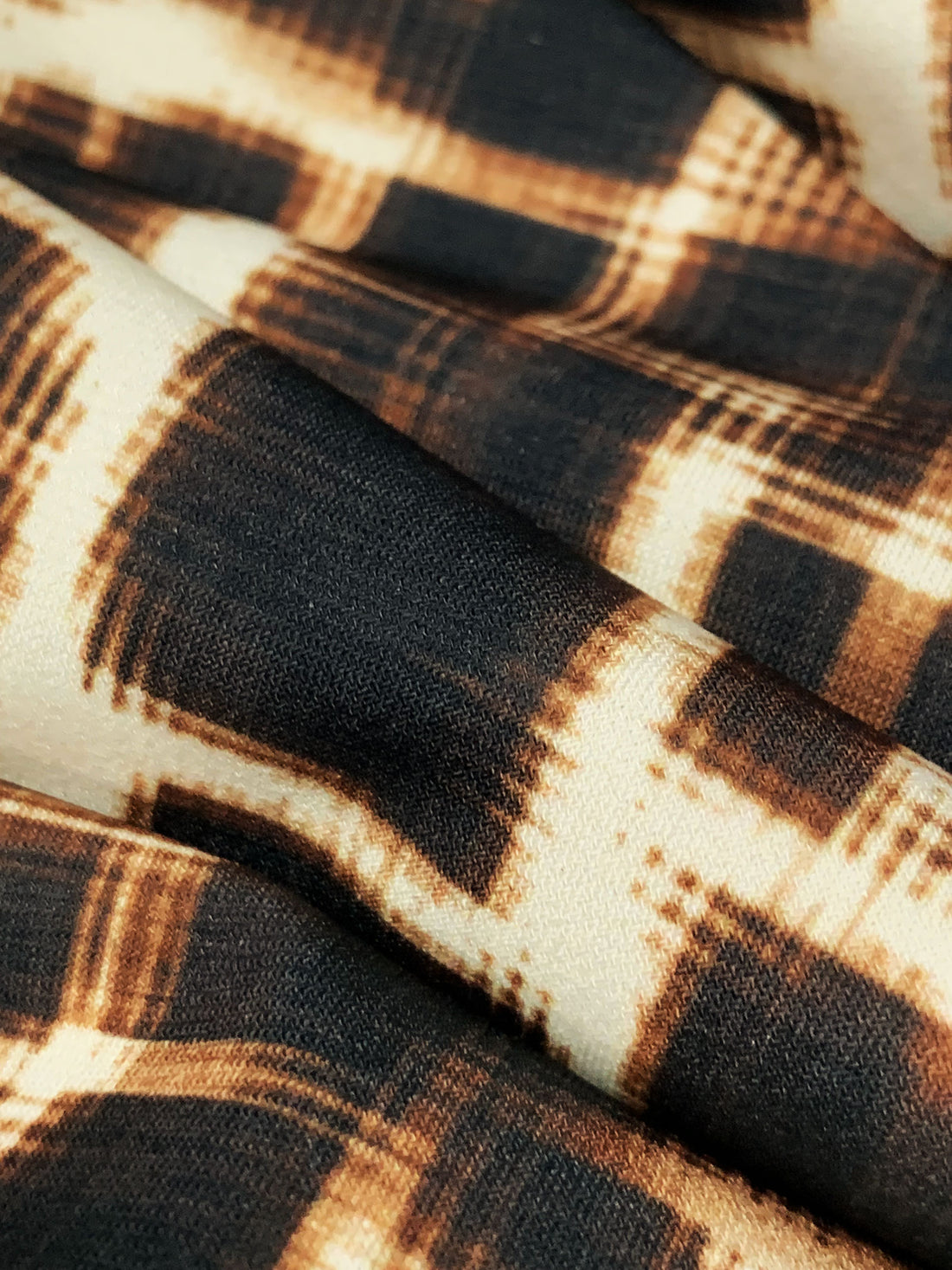 Black/Cream/Brown Polyester/Lycra Abstract Grid Print ITY Knit 58W