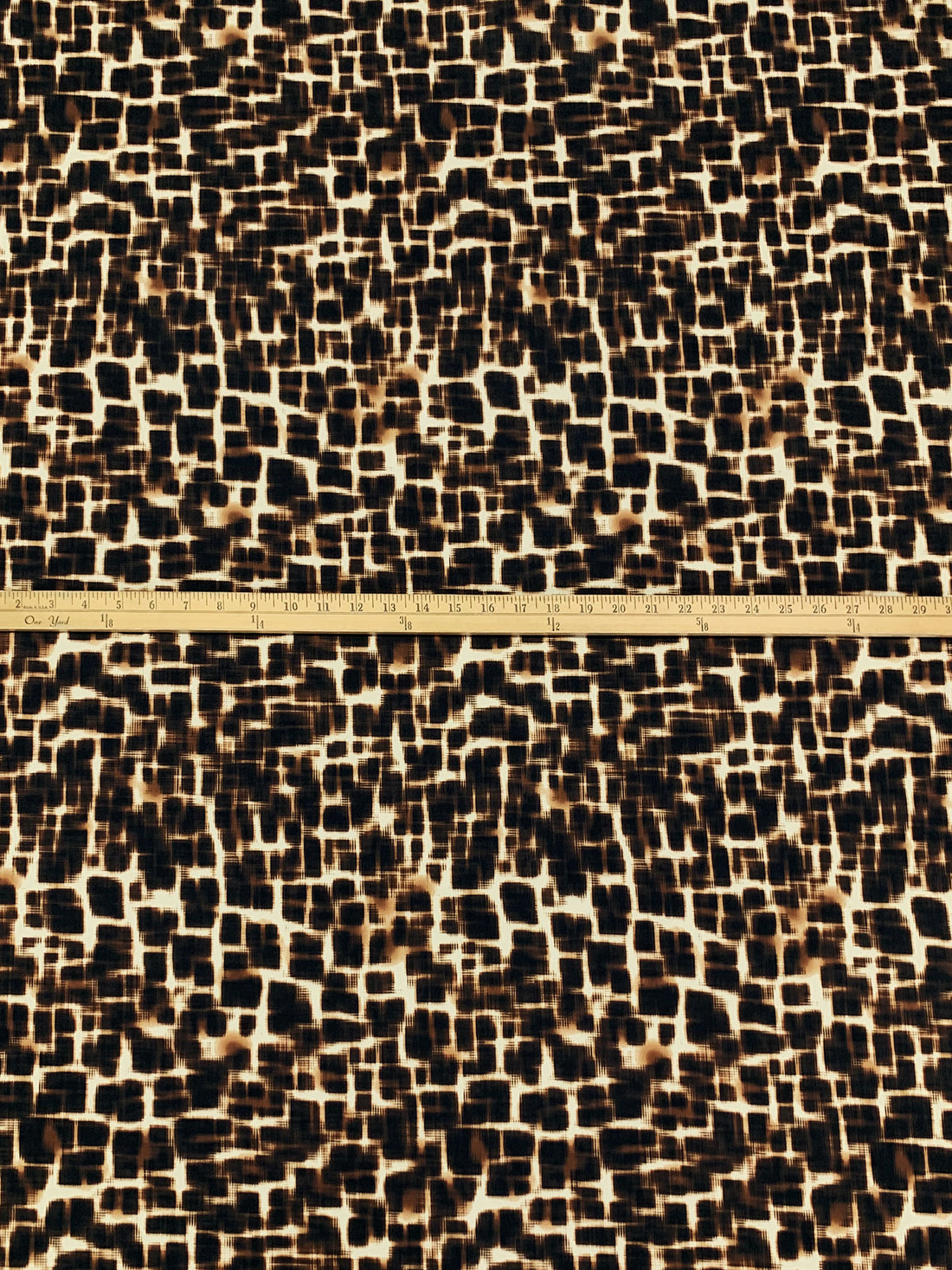 Black/Cream/Brown Polyester/Lycra Abstract Grid Print ITY Knit 58W