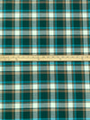 Deep Pine Green/Pacific Blue/Dark Tan/Multi 100% Cotton Plaid Weave Yarn-Dyed Flannel Shirting - NY Designer - 58W