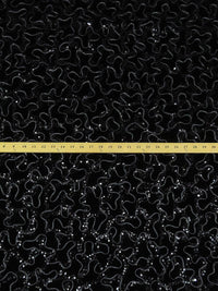 Black Polyester/Acetate Meandering Cord And Sequins Design Embellished Velvet 40W