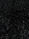 Black Polyester/Acetate Meandering Cord And Sequins Design Embellished Velvet 40W