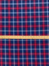 Dark Royal Blue/Vivid Crimson/White 100% Cotton Plaid Weave Yarn-Dyed Shirting - NY Designer - 58W