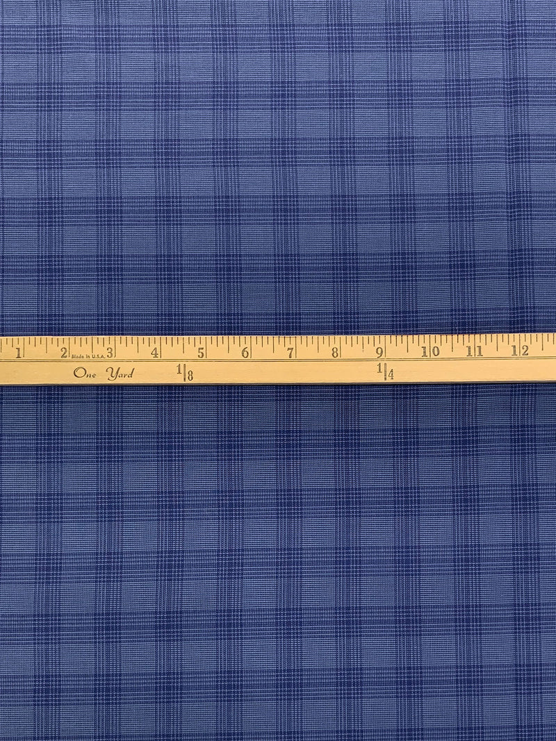 Dark Lapis Blue/Vista Blue 100% Cotton Plaid Weave Yarn-Dyed Shirting - NY Designer - 60W