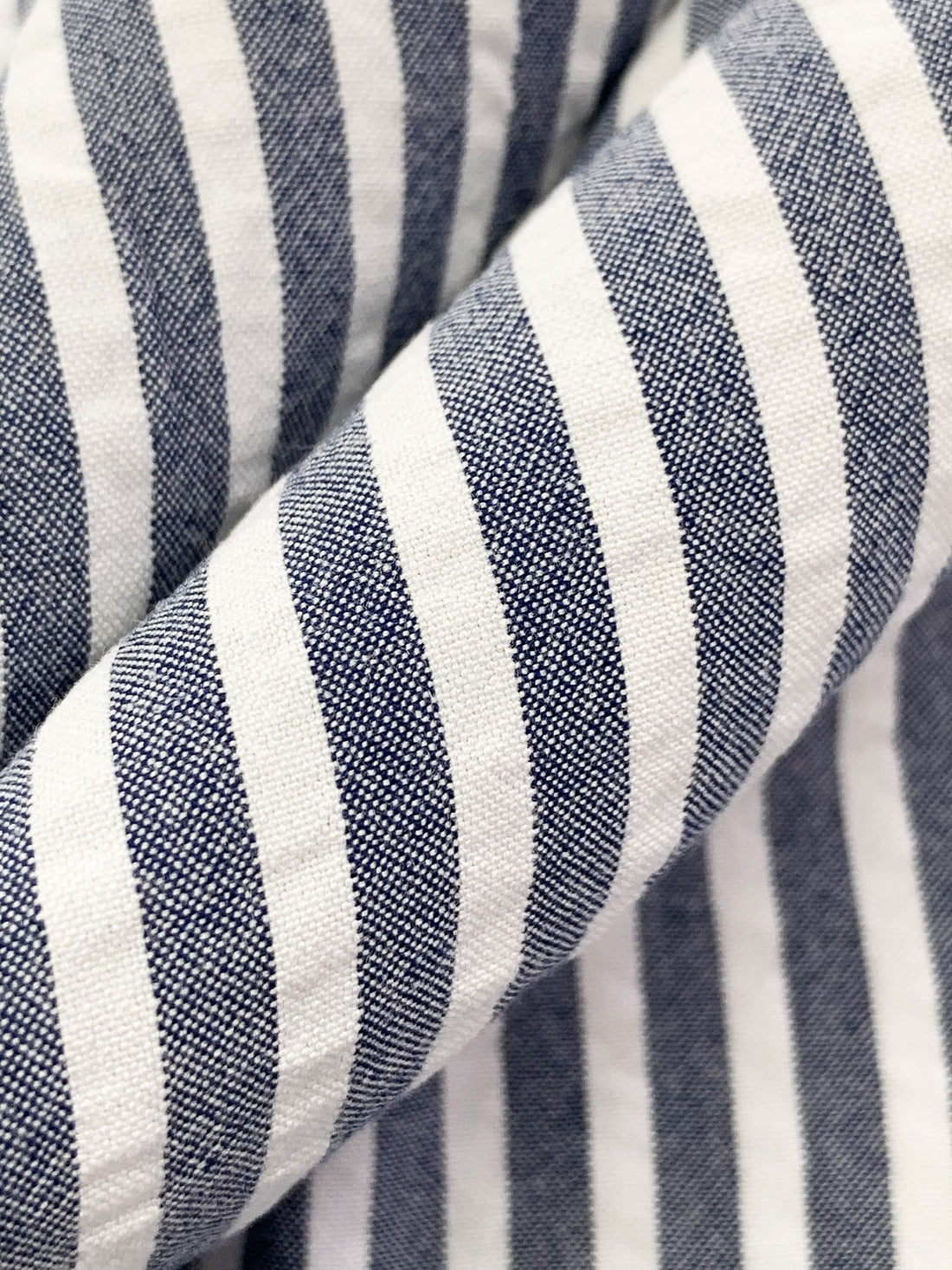 Navy/White 100% Rayon Vertical Stripe Seersucker Shirting - NY Designer - 56W