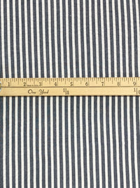 Navy/White 100% Rayon Vertical Stripe Seersucker Shirting - NY Designer - 56W