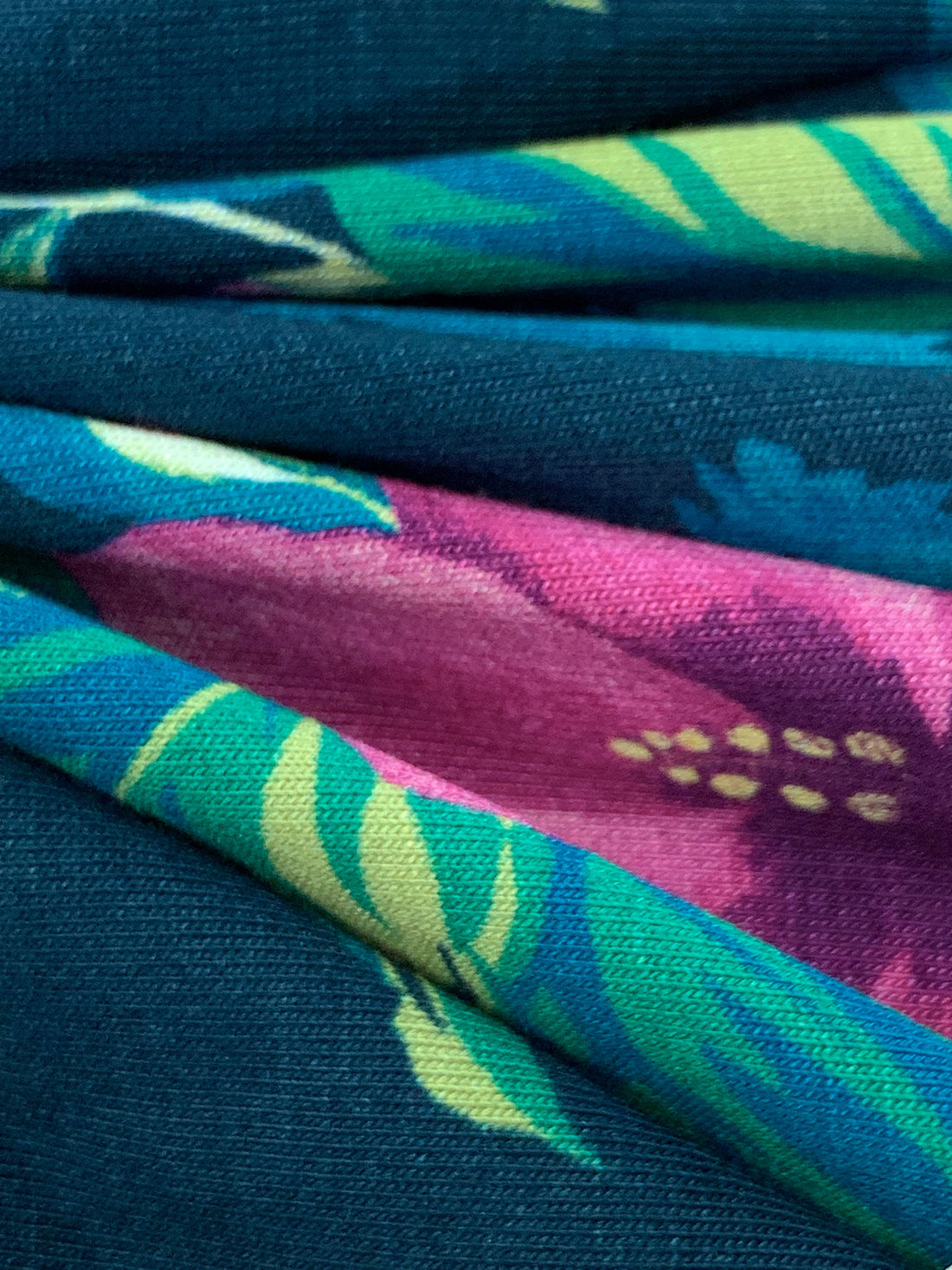 Deep Sea Blue/Pale Goldenrod/Magenta/Multi Rayon/Lycra Floral Print Jersey Knit - NY Designer - 60W