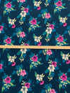 Deep Sea Blue/Pale Goldenrod/Magenta/Multi Rayon/Lycra Floral Print Jersey Knit - NY Designer - 60W