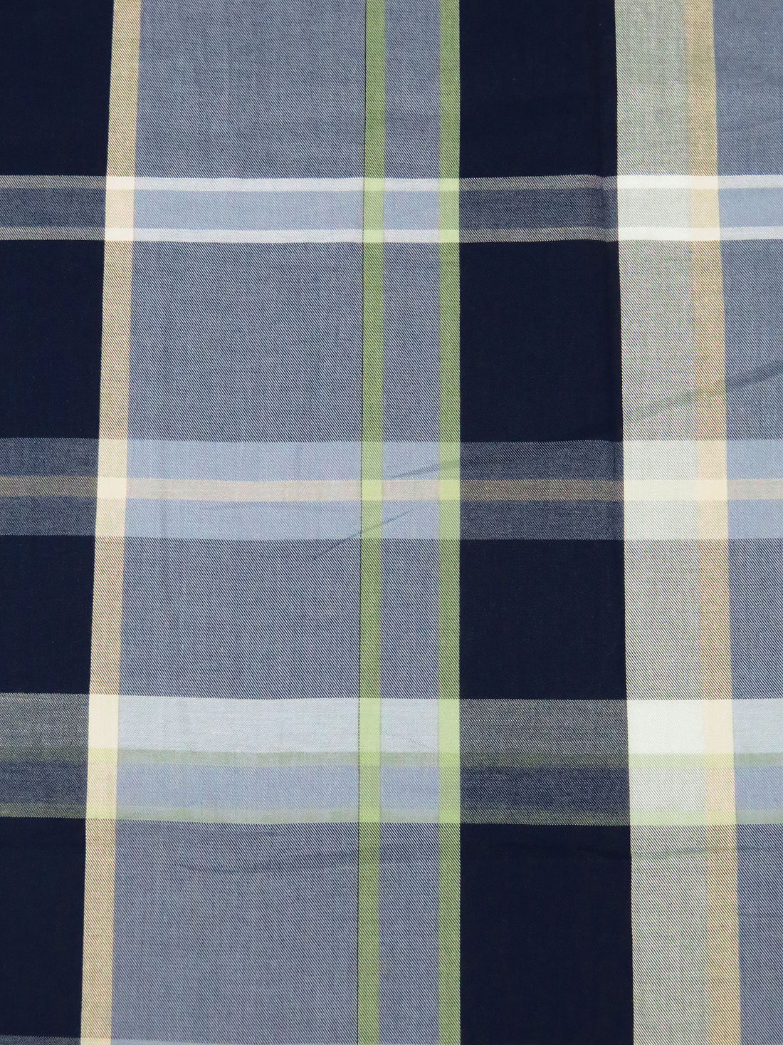 Midnight Navy/Sage/Slate Gray/Multi Cotton/Rayon Yarn-Dyed Plaid Weave Shirting - NY Designer - 56W