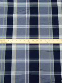 Midnight Navy/Sage/Slate Gray/Multi Cotton/Rayon Yarn-Dyed Plaid Weave Shirting - NY Designer - 56W