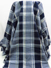 Midnight Navy/Sage/Slate Gray/Multi Cotton/Rayon Yarn-Dyed Plaid Weave Shirting - NY Designer - 56W