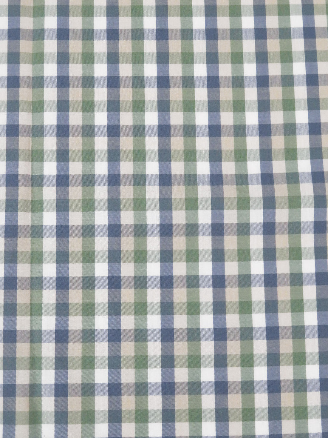 Wheat/White/Artichoke/Slate Blue 100% Cotton Yarn-Dyed Plaid Weave Shirting - NY Designer - 56W