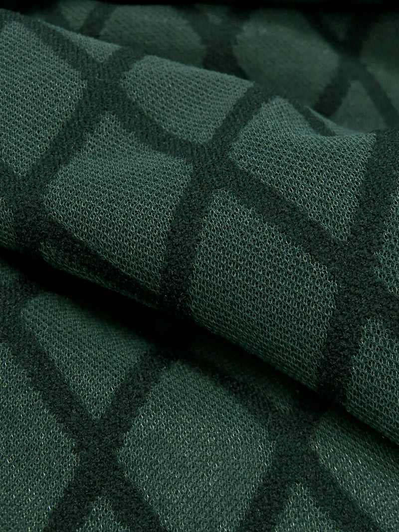 Deep Forest Green/Muted Cool Black Polyester/Lycra Diamond Lattice Design Jacquard Knit 52W