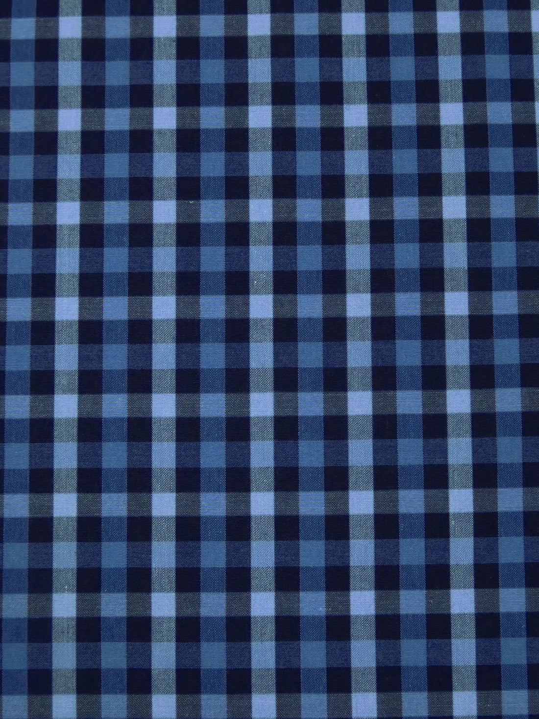 Midnight Navy/Light Vista Blue/Cyan Cobalt 100% Cotton Yarn-Dyed Plaid Weave Shirting - NY Designer - 56W