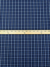 Midnight Navy/Light Vista Blue/Cyan Cobalt 100% Cotton Yarn-Dyed Plaid Weave Shirting - NY Designer - 56W