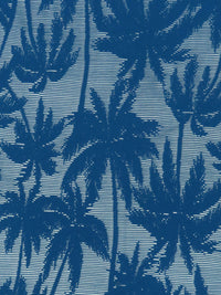 Prussian Blue Polyester/Lycra Palm Tree Design Lace Knit 50W