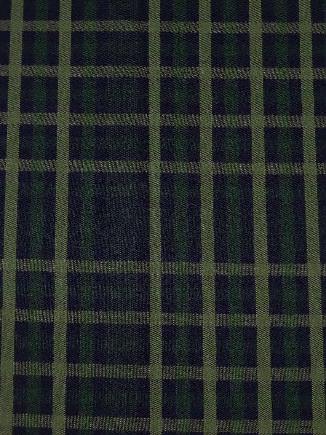 Midnight Navy/Asparagus/Dark Forest Green Cotton/Rayon Yarn-Dyed Plaid Weave Shirting - NY Designer - 54W