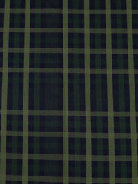 Midnight Navy/Asparagus/Dark Forest Green Cotton/Rayon Yarn-Dyed Plaid Weave Shirting - NY Designer - 54W