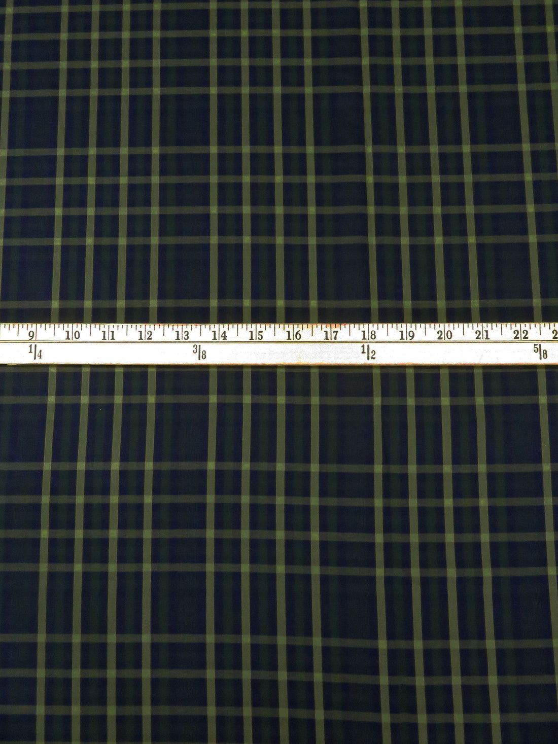 Midnight Navy/Asparagus/Dark Forest Green Cotton/Rayon Yarn-Dyed Plaid Weave Shirting - NY Designer - 54W