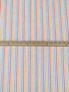White/Marigold/Iceberg Blue/Multi 100% Linen Vertical Stripe Weave Shirt Weight Woven - NY Designer - 60W