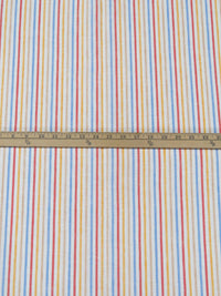 White/Marigold/Iceberg Blue/Multi 100% Linen Vertical Stripe Weave Shirt Weight Woven - NY Designer - 60W